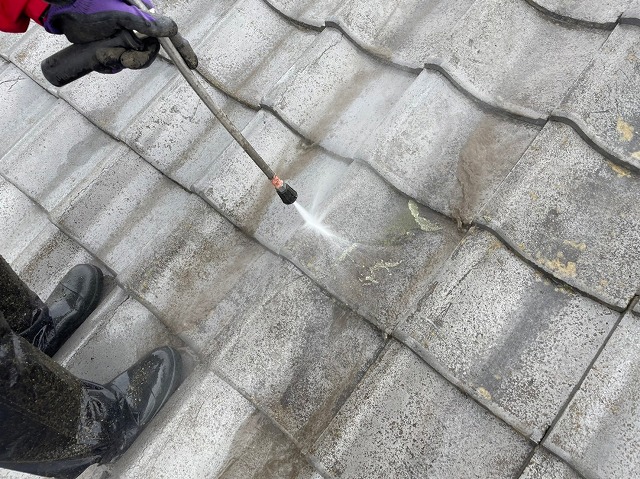 セメント瓦の洗浄